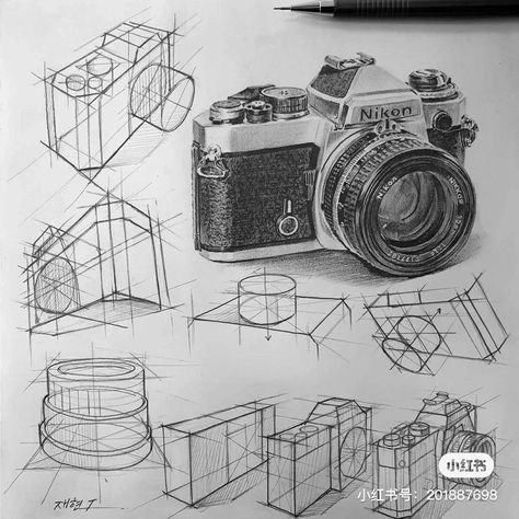 Isometric Sketch, Structural Drawing, Camera Drawing, Isometric Drawing, Perspective Drawing Lessons, Observational Drawing, Object Drawing, Things To Draw, Industrial Design Sketch