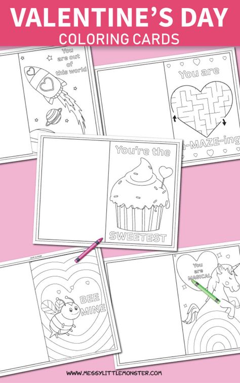 Valentines Printables Free Kids, Valentine Card Template, Kindergarten Valentines, Valentines Bricolage, Printable Valentines Day Cards, Printable Valentines Cards, Valentines Day Coloring, Printable Valentines, Valentine's Day Printables