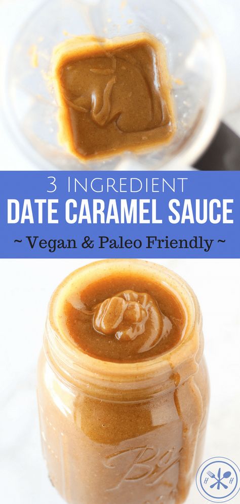 Date #Caramel Sauce is made with only three all natural ingredients, no refined sugar or dairy products. A cleaner way to satisfy your cravings! #vegan #paleo #glutenfree #dairyfree #dessert #hungryhobby #cleaneating #healthy #paleodessert #dairyfreedessert #vegandessert Caramel Sauce Vegan, Date Caramel Sauce, Dairyfree Dessert, Healthy Vegan Dessert, Date Caramel, Cheesecake Vegan, Vegan Caramel, Desserts Vegan, Glutenfree Dairyfree