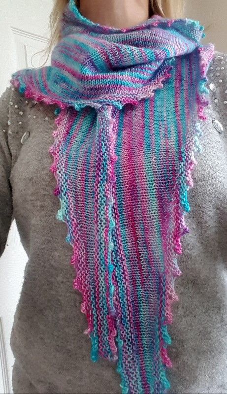 Completed Knitted Shawl! Sock Yarn Shawls Crochet, Prayer Shawls Knit, Boomerang Shawl, Sock Yarn Shawls, Knit Tutorial, Grandma Knitting, Knit Shawls, Hand Knit Shawl, Knitted Shawl