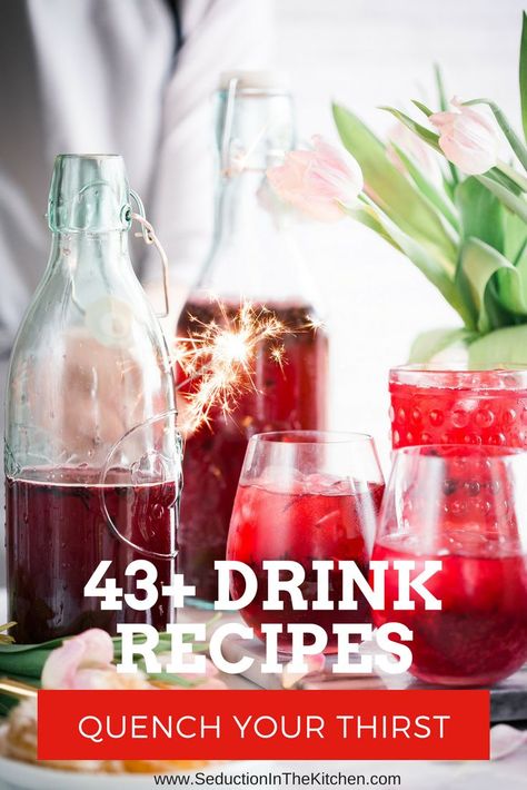 Need to quench your thirst? Here is over 43 drink recipes! From the alcohol cocktails to iced tea and every drink in between. There is a beverage recipe here for everyone! | SeductionInTheKitchen.com Jus Lemon, Best Summer Cocktails, Simple Syrup Recipes, Gin Fizz, Syrup Recipe, Pomegranate Juice, Ginger Ale, Summer Cocktails, Detox Tea