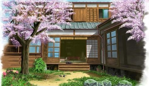 Traditional Japanese House Anime, Japanese House Plan, Japan Decor, Japanese Background, Anime House, Japanese Home Design, Traditional Japanese House, Scenery Background, Japon Illustration