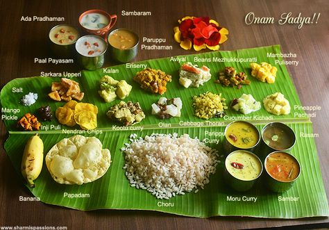 Onam Sadya Lunch Menu http://www.sharmispassions.com/2015/08/onam-sadya-lunch-menu-onam-sadya-recipes.html Sadya Recipes, Onam Sadya, Onam Sadhya, Indian Meals, Onam Festival, Menu Recipes, Scrumptious Food, Kerala Food, South Indian Food