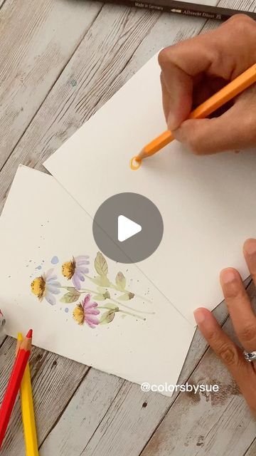 Floral Painting Videos, Watercolor Exercises, Watercolor Whimsy, Watercolor Videos, Watercolor Pencil Art, Loose Watercolor Paintings, Watercolour Cards, Paintings Tutorials, Doodle Art Flowers