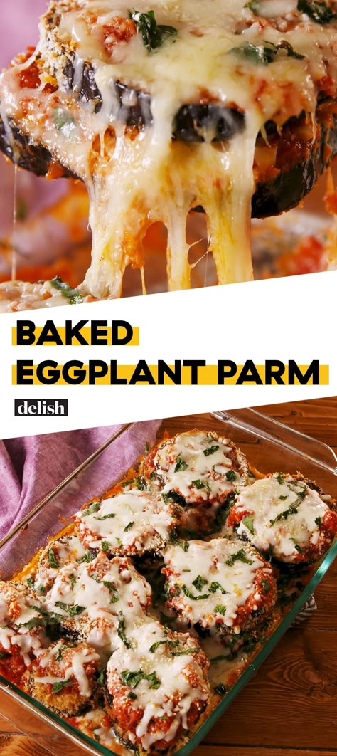 Nothing beats this Baked Eggplant Parm. Get the recipe at Delish.com. #recipe #easy #easyrecipes #dinner #dinnerrecipes #cheese #eggplant #italian #italianfood #baking Eggplant Parmesean, Eggplant Parm Recipe, Baked Eggplant Parmesan, Eggplant Parmesan Baked, Eggplant Parm, Keto Lasagna, Baked Eggplant, Drink Photography, Eggplant Parmesan