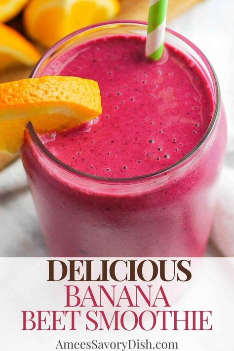 Banana Beet Smoothie Beets Recipe Smoothie, Beets Smoothie, Healthy Blender Recipes, Beet Smoothie, Milk Smoothie, Meal Replacement Smoothies, Peanut Butter Smoothie, Yummy Healthy Breakfast, Chocolate Smoothie