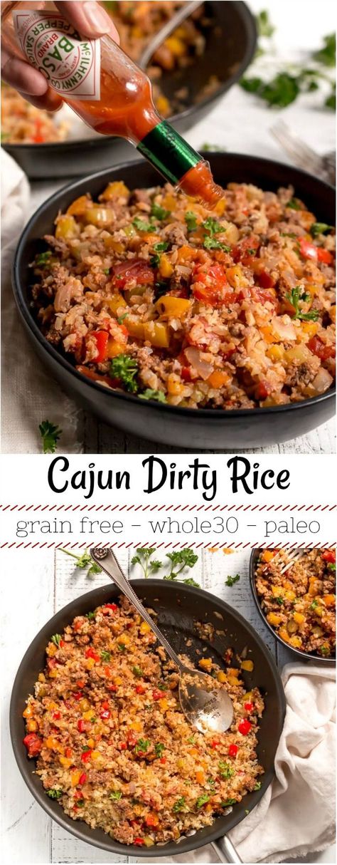 Whole30 Cajun Dirty Rice Cajun Dirty Rice Recipe, Cajun Dirty Rice, Nutritious Vegetables, Cajun Rice, Dirty Rice Recipe, New Orleans Recipes, Mardi Gras Food, Dirty Rice, Cajun Cooking