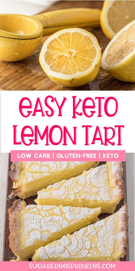 Keto Lemon Tart, Gluten Free Lemon Tart Recipe, Lemon Tart Recipe, Keto Cakes, Sugar Replacement, Keto Eating, Cream Tart, Postre Keto, Creamy Recipes