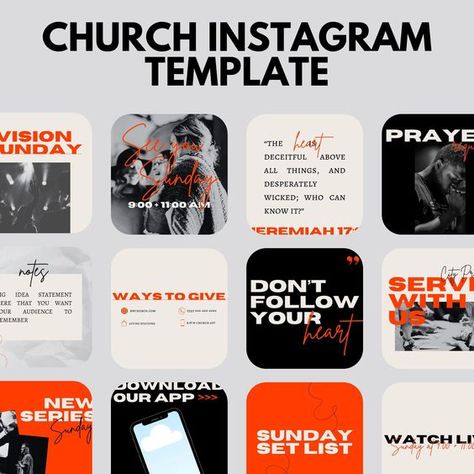 Church Instagram Template 2.0 // EDITABLE CANVA FILE // 30 Designs Bonus Story Sizes // Church Graphics - Etsy Instagram fonts #instagramfonts social media fonts #socialmediafonts fonts #fonts font #font 1.101 Church Branding, Social Media Church, Clean Fonts, Church Media Design, Instagram Font, Church Graphics, Church Graphic Design, Font Inspiration, Creative Fonts