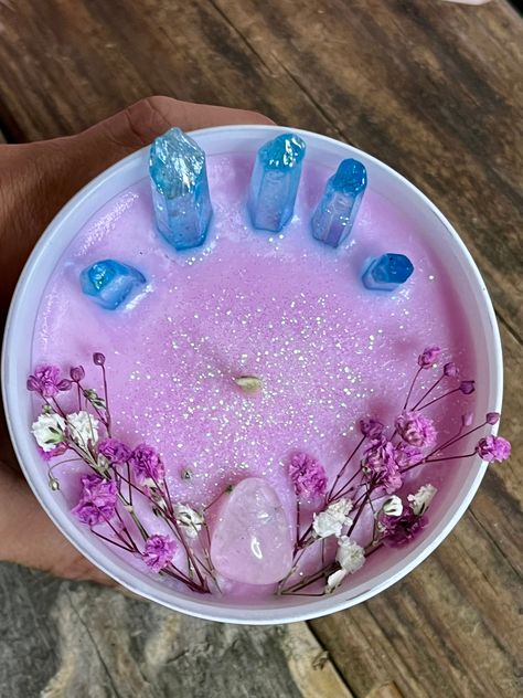 Sugar Plum Fairy Crystal Candle, 11 oz Soy Candle, Botanical Candle, Quartz Candle, Plum Vanilla Candle by Burningtreecandle on Etsy Candles Spiritual, Burning Tree, Candle Quartz, Quartz Candle, Witchy Candles, Fairy Candles, Botanical Candle, Homemade Scented Candles, Golden Crystal