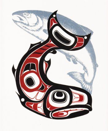 Alaskan style salmon tattoo Salmon Design, Haida Tattoo, Native Artwork, Pacific Northwest Art, Haida Art, Native American Symbols, Inuit Art, Homeward Bound, American Indian Art