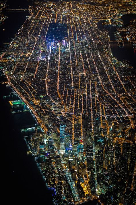 "Squares after squares of flame, set up and cut into the aether. Here is our poetry, for we have pulled down the stars to our will." - Ezra Pound Mega Structure, New York From Above, New York City At Night, Photo New York, Voyage New York, City At Night, Empire State Of Mind, Aerial Photograph, The Windy City