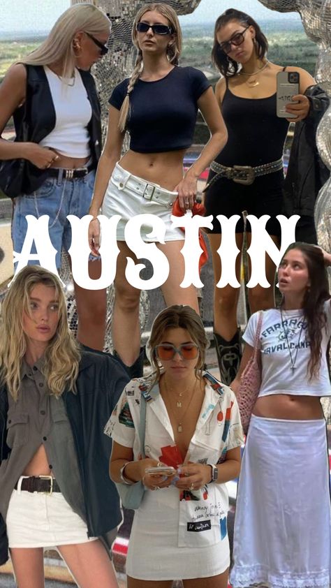 Austin Vacation Outfits, Austin Texas Bar Outfits, Austin Gp Outfits, Austin Bar Outfit, Gp Outfit Ideas, Austin Texas Street Style, F1 Outfit For Women Summer, Austin Texas Style Outfits, Formula 1 Outfit Women Austin