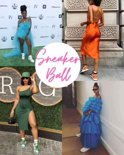 35 Baller Sneaker Ball Outfit Ideas - ljanestyle Party Dress Sneakers, Sneaker Ball Women Outfit, Graduation Outfit Ideas With Sneakers, Ball Gown And Sneakers Outfit, How To Dress For A Formal Event, New Years Sneaker Outfit, Fancy Dress With Sneakers Outfit, Prom Dress Sneakers Outfit, Teen Sneaker Ball Outfit