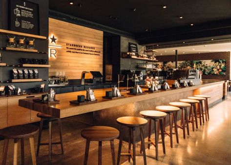 16 Surprising Coffee Shop Marketing Ideas to Increase Customers Starbucks Interior, Sky Village, Starbucks Design, Bar Counter Design, Coffee Bar Design, Starbucks Reserve, Coffee Shops Interior, Coffee Store, Counter Design