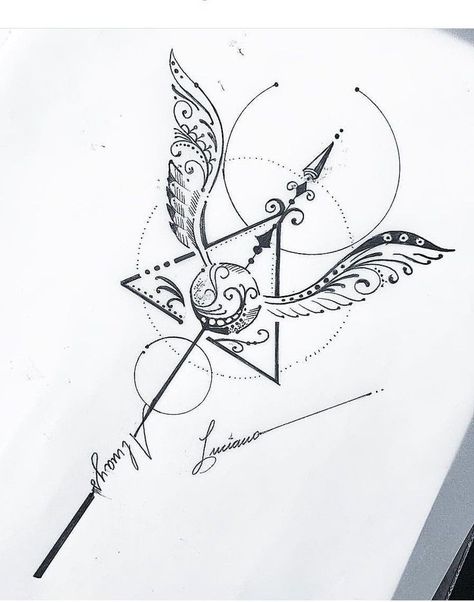 Hp Tattoo, Tattoo Zeichnungen, Harry Potter Tattoos, Harry Potter Tattoo, Neck Tattoos, Shoulder Tattoos, Initial Tattoo, Butterfly Tattoos, Harry Potter Drawings