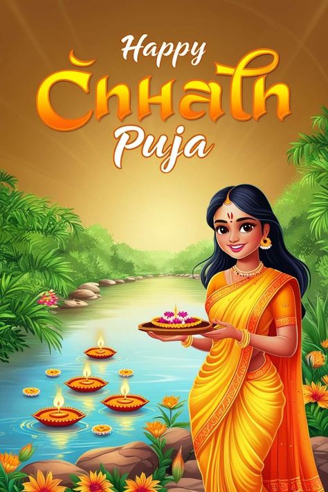 Free Happy Chhath Puja Social Media Graphics Download | Perfect for websites, slideshows, and designs | Royalty-free Chhath Puja Image, Chhath Puja Wishes, Durga Puja Image, Durga Puja Wallpaper, Happy Good Night, Happy Birthday Emoji, Happy Ganesh Chaturthi Wishes, Happy Chhath Puja, Happy Durga Puja