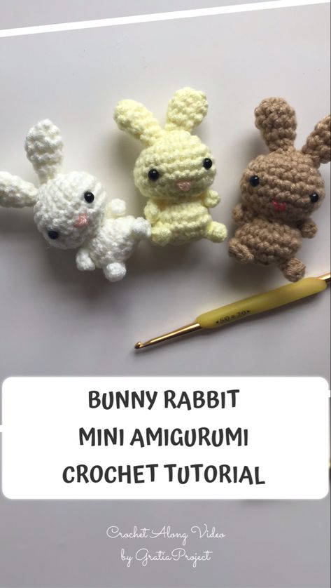 Easy Mini Crochet Animals, Crochet Mini Animals Amigurumi, Crochet Toy Tutorial, How To Crochet Mini Animals, Crocheting Small Animals, Mini Yarn Crochet, Crochet Patterns Free Bunny, Crochet Animals Mini, Crochet Arigumi Free Pattern Mini