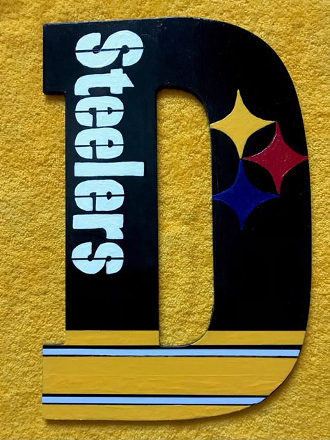 Steelers Crafts, Sports Letters, Pittsburgh Steelers Crafts, Steelers Wreath, Steelers Wallpaper, Pittsburgh Steelers Wallpaper, Team Crafts, Halloween Wood Crafts, Pittsburgh Sports