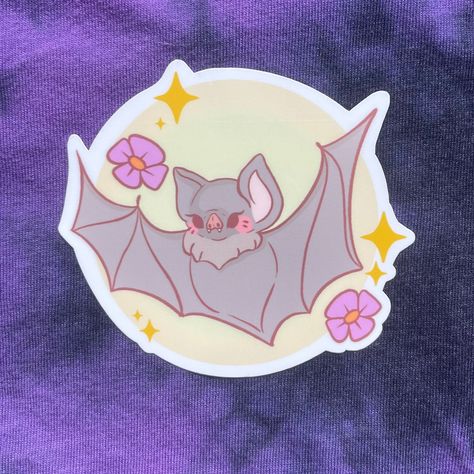 Cute Bat Art, Cute Bat Drawing, Mascot Ideas, Kawaii Bat, Bat Cute, Chibi Animals, Bat Sticker, Mirror Drawings, Cartoon Bat