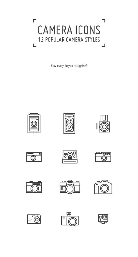 Camera Icons Set by angeloletra -, via Behance                                                                                                                                                     Más Camera Tattoo Design, Photographer Tattoo, Camera Tattoos, Set Tattoo, Camera Tattoo, Handpoke Tattoo, Tattoo Photography, Disney Tattoo, Camera Icon