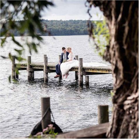 Wedding Dock Photos, Wedding Photos By Water, Pier Wedding Photos, Wedding On Dock, Cottage Wedding Photos, Wedding Photo Lake, Wedding On A Dock, Lakeside Wedding Photos, Dock Wedding Photos