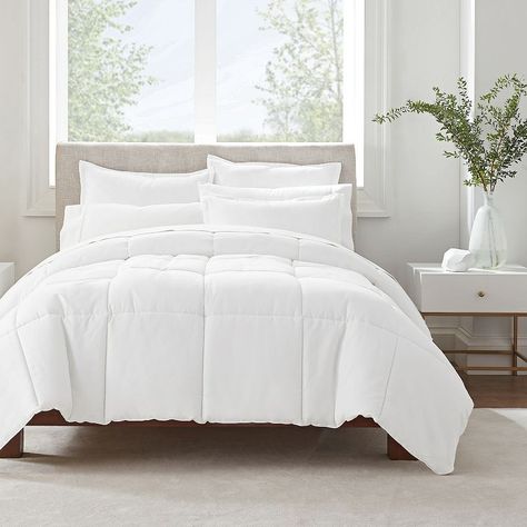 You'll love the stylish look and cozy feel of this Serta Simply Clean comforter set.Gift Givers: This item ships in its original packaging. If intended as a gift, the packaging may reveal the contents. Click this BED & BATH GUIDE to find the perfect fit and more! 3-piece set Zipper closure Antimicrobial Fits most mattresses up to 13-in. deep Stain Resistant, Wrinkle Resistant Hypo-Allergenic, Ultra Soft Perfect for everyday use in any room and full of special features, including both antimicrobi Plain White Bedroom Aesthetic, White Comforter Full Bed, Simple Comforter Sets, Plain White Comforter, Comfortable Bedding Cozy Bedroom, Mom Bedroom, Coastal Room Decor, Room Wishlist, White Bed Set