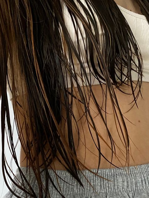 aesthetic wet hair Cute Wet Hairstyles, Wet Hair Aesthetic, Long Wet Hair, Long Natural Curly Hair, Friday Outfit, Pretty Brunette, Snap Friends, Hair Aesthetic, Brown Highlights