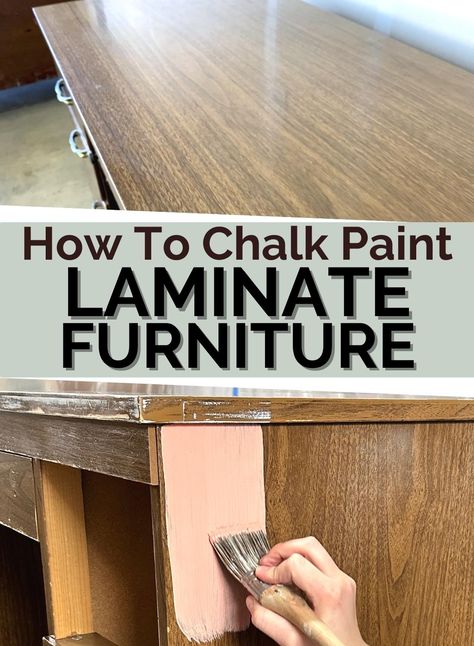 Chalk Paint Laminate Furniture, Painting Laminate Dresser, Painting Laminate Table, Painting Particle Board Furniture, Painting Pressed Wood, Paint Laminate Furniture, Painting Laminate Cabinets, Sanding Furniture, How To Chalk Paint