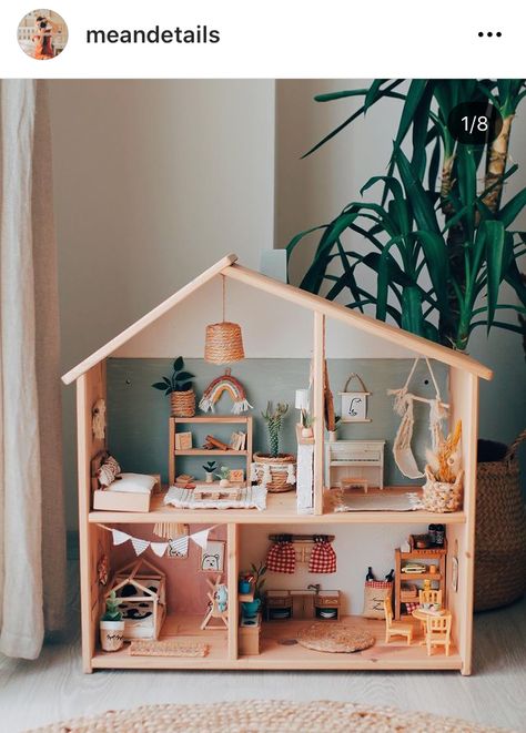 Unisex Doll House, Dollhouse Play Area, Homemade Wooden Doll House, Wooden Dolls House, Montessori Doll House, Handmade Doll House Ideas, Home Made Dolls House, Doll House Storage Ideas, Doll House Inspiration