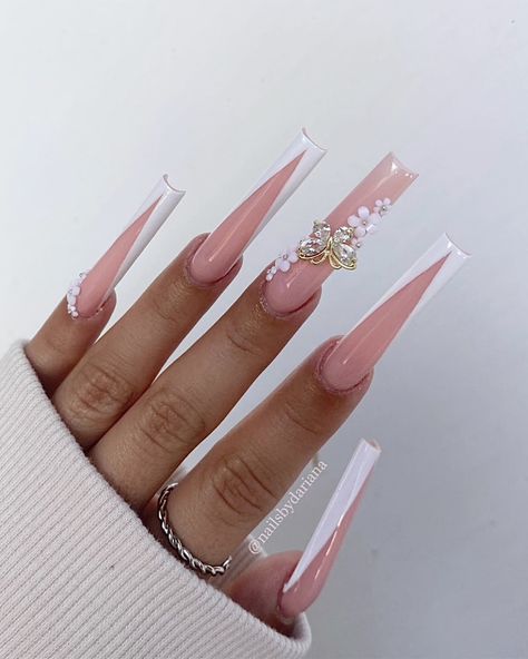 nailsbydariana Square Xl Acrylic Nails, Long Pink And White Nails, White Acrylic Designs, Pink And White Ombré Nails, White Ombré Nails, Get It Together, Ombré Nails, Everyday Glam, Long Acrylic Nail Designs