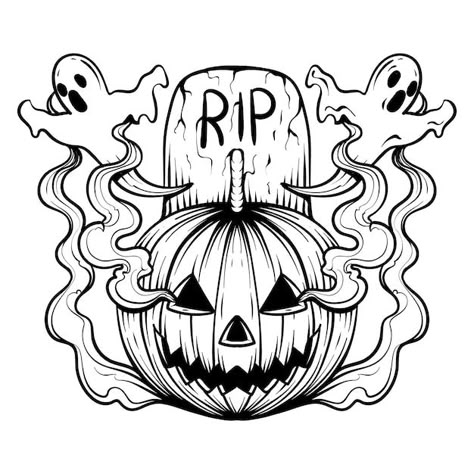 Vector Tattoo Design, Tattoo Design Hand, Halloween Tattoo Flash, Halloween Black And White, Fun Chalk Art, Vector Tattoo, Pumpkin Tattoo, Stick Drawings, Pumpkin Drawing