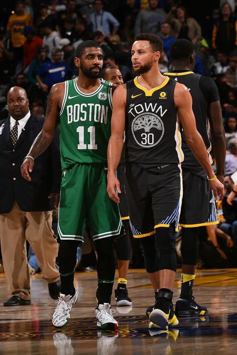 Kyrie Irving - Boston Celtics and Stephen Curry Nba Kyrie Irving, Curry Ideas, Kyrie Irving Celtics, Curry Photography, Irving Wallpapers, Stephen Curry Photos, Stephen Curry Wallpaper, Stephen Curry Basketball, Basketball Scoreboard