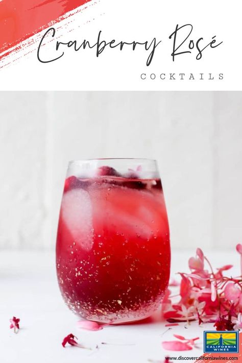 Rosé all day! This chic drink is the perfect summer sipper. Try it with frozen cranberries to help keep your cocktail fabulously frosty. Perfect in the pool or on the patio! #cranberries #rosé #cocktails #summer #californiawines Fall Brunch Recipes, Rosé Cocktail, Red Wine Hot Chocolate, Gluten Free Cocktails, Rose Drink, Orange Bitters, Cranberry Juice Cocktail, Rose Cocktail, Fall Brunch