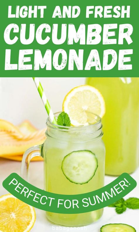 Refreshing summer cucumber lemonade (Agua Fresca). Summer Juice Recipes, Baby Shower Picnic, Lemon Juice Recipes, Cucumber Drink, Cucumber Lemon Water, Cucumber Lemonade, Summer Juice, Lemon Cucumber, Drink Recipes Nonalcoholic