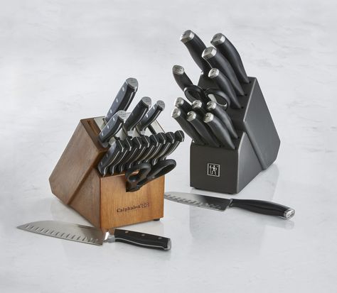 Featuring SharpIN™ technology sharpeners built right into the block, this classically designed knife set ensures you get a sharp edge for effortless dicing, chopping and more. It even has labeled handles for extra convenience. Knife Blocks, Essential Kitchen Tools, Kitchen Shears, Knife Block Set, Woks, Knife Set Kitchen, Bread Knife, Paring Knife, Steak Knives