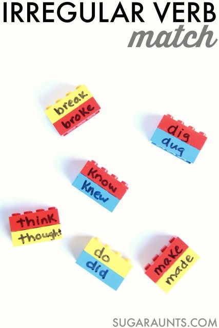 Use LEGOS in this hands-on learning activity to teach and learn about irregular verbs, this is great for second grade! Verb Activity, Ingles Kids, Irregular Verb, Verbs Activities, Used Legos, Grammar Activities, Teaching Grammar, Irregular Verbs, 2nd Grade Reading