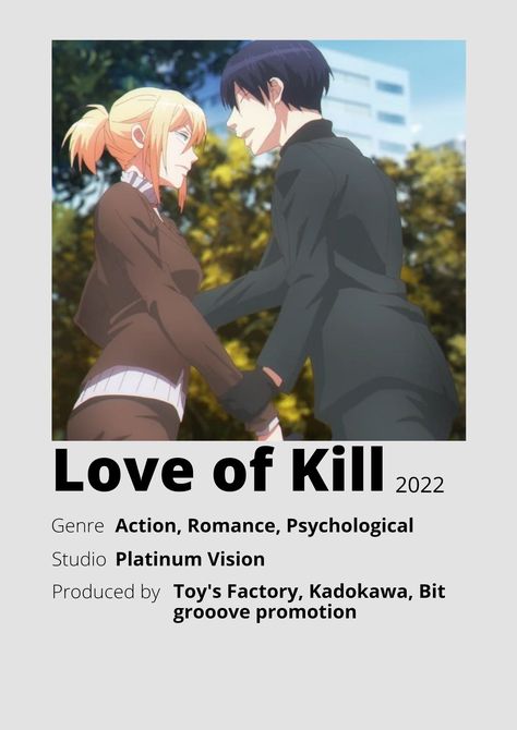 Love Of Kill Anime, Anime Minimalist Poster, Poster Information, Anime Websites, Best Romance Anime, Anime Suggestions, Animes To Watch, Poster Anime, Film Anime