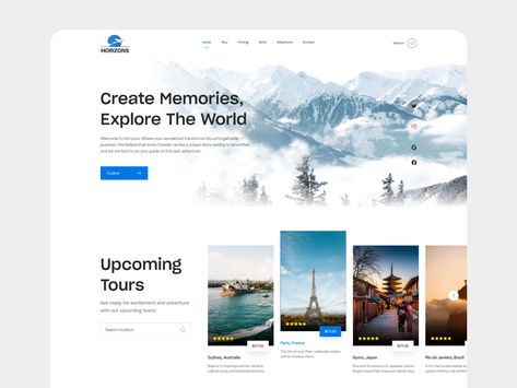 Horizons Travel Landing Page Design by Mohammad Sifat Travel Landing Page, Kyoto Japan, Sydney Australia, Landing Page Design, Online Magazine, Paris France, Landing Page, Page Design, Travel