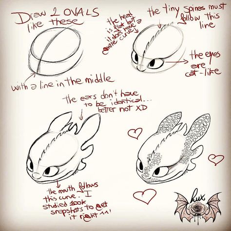 Small tutorial-ish thing on how to draw Toothless’s head. It may actually be not so easy to get this baby right - although the majority of artists here are so damn good they won't need this! 😄 This is an appetizer for a bigger Night Fury/Light Fury tutorial I've been thinking about making 😉 #httyd #httyd2 #httyd3 #howtotrainyourdragon #httydfanart #toothless #nightfury #dragon #howtodraw #art #arttips #luxblackarts #sisterdragonarts Toothless Drawings Sketches, Night Fury Drawing Tutorial, Toothless Drawing Tutorial, Toothless Reference Sheet, Drawing Ideas Toothless, How To Draw Night Fury, Toothless Dragon Drawing Easy, How To Draw Toothless Step By Step, How To Draw A Dragon Head