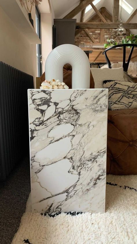 Marble Plinth, Diy Plinth, Diy Marble Coffee Table, Marble Furniture, Diy Marble, Marble Side Tables, Create A Budget, Marble Tile, Weekend Projects