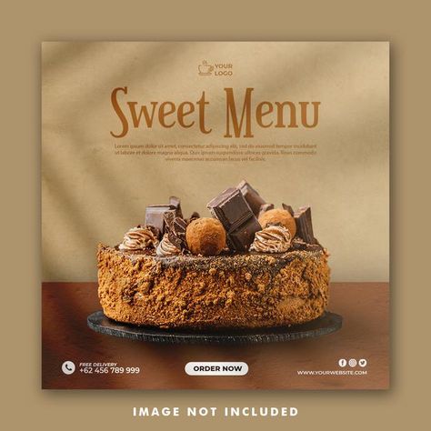 Cake Design Templates, Cakes Graphic Design, Bakery Social Media Post Design, Instagram Cake Design, Bakery Flyer Design Ideas, Bread Social Media Design, Cake Shop Banner Design, Cake Flyer Design Templates, Dessert Social Media Design