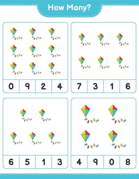 Kite Worksheets For Preschoolers, Kites Preschool, Kites For Kids, Block Center, Math Sheets, Semester 2, Counting Worksheets, Teaching Toddlers, Game Printable