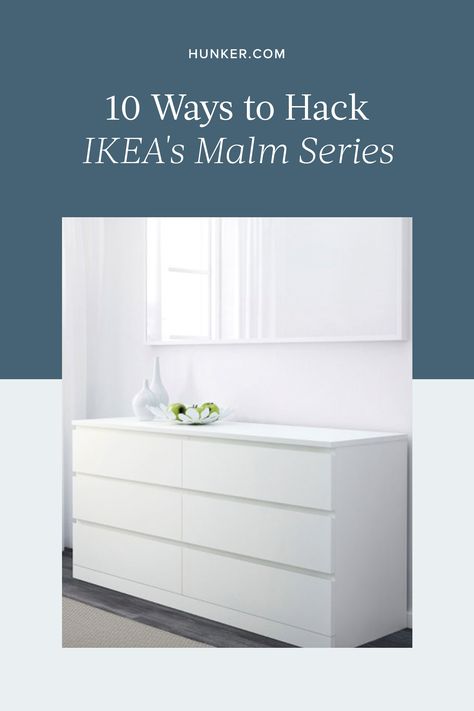 IKEA's Malm series has been around for ages, probably because it's so basic, it can work in any room without making a huge statement. See how people transform the pieces into truly unique creations. #hunkerhome #ikea #ikeahack #dresserideas #ikeadresser Ikea Malm Built In, Ikea Malm White, Ikea Dresser Hack, Ikea Komplement, Ikea Malm Dresser, Malm Dresser, Ikea Dresser, Ikea Desk, Ikea Bedroom