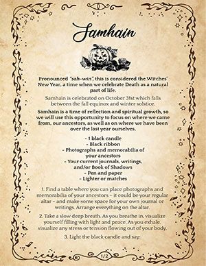 Samhain is a powerful time of transition which marks the Witches’ New Year. That’s because the Celtic days, just like in Hebrew tradition, began and ended at sunset. In the same fashion, the year was considered to begin with the dark half. It was a time of magic and ethereal moments (a.k.a. “the thinning of the veil”) that made the period an enchanted time. Samhain is a time of reflection and spiritual growth, so we will use this opportunity to focus on where we came from.... Imbolc Ritual, Cho Ku Rei, Spells For Beginners, Easy Spells, Wiccan Magic, Witch Spirituality, Magic Spell Book, Grimoire Book, Wiccan Spell Book