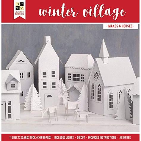 Crafting Pictures, Paper Making Kit, Glitter Projects, Village Christmas, Christmas Craft Kit, Winter Village, Glitter Houses, Putz Houses, Christmas Crafting