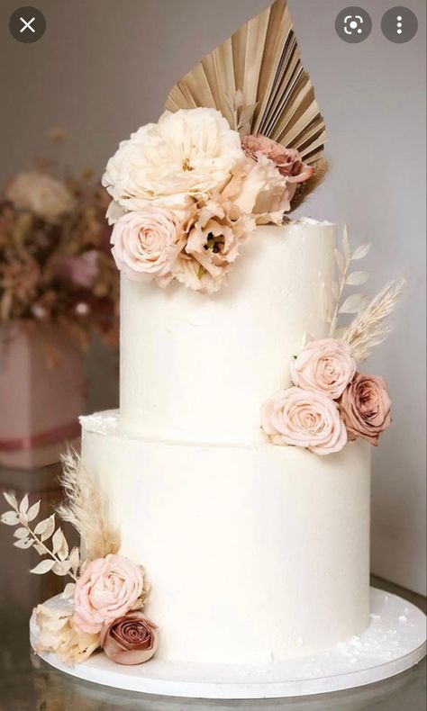 White Birthday Cake 2 Tier, Small Unique Wedding Cakes, Boho 2 Tier Cake, Wedding Cakes Small Simple, 2 Tier Cakes With Flowers, Wedding 2 Tier Cake Ideas, Rustic Pink Wedding Cake, Wedding Cakes Two Tier Elegant, 2 Tier Wedding Cakes Simple Elegant Gold