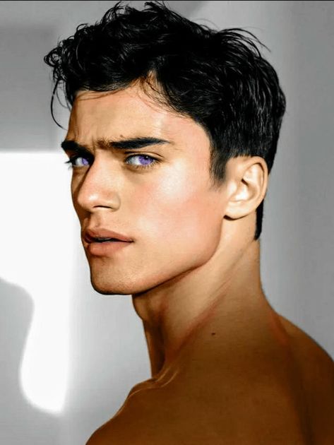 Evans Nikopoulos, Male Model Face, Face Angles, Black Hair Blue Eyes, 얼굴 드로잉, Male Models Poses, Face Drawing Reference, Character Inspiration Male, Model Face