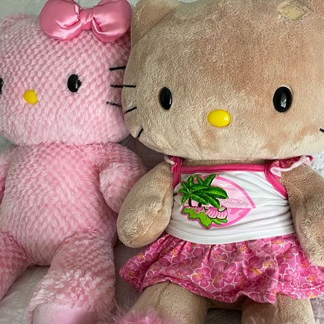 everyone say goodbye to tan hello kitty, she is going to a new home🥹 Tan Hello Kitty Build A Bear, Tan Hello Kitty Plush, Hello Kitty Build A Bear, Tan Hello Kitty, Bear Pfp, Hello Kitty Merchandise, Bear Love, Hello Kitty Aesthetic, Hippie Painting