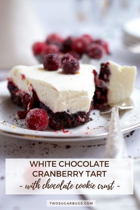 White Chocolate Cranberry Tart Recipe, Cranberry White Chocolate Tart, White Chocolate Cranberry Cake, Christmas Tarts Desserts, White Chocolate Cranberry Tart, Gingerbread Tart, Chocolate Cranberry Tart, White Chocolate Pie, Chocolate Fall Desserts